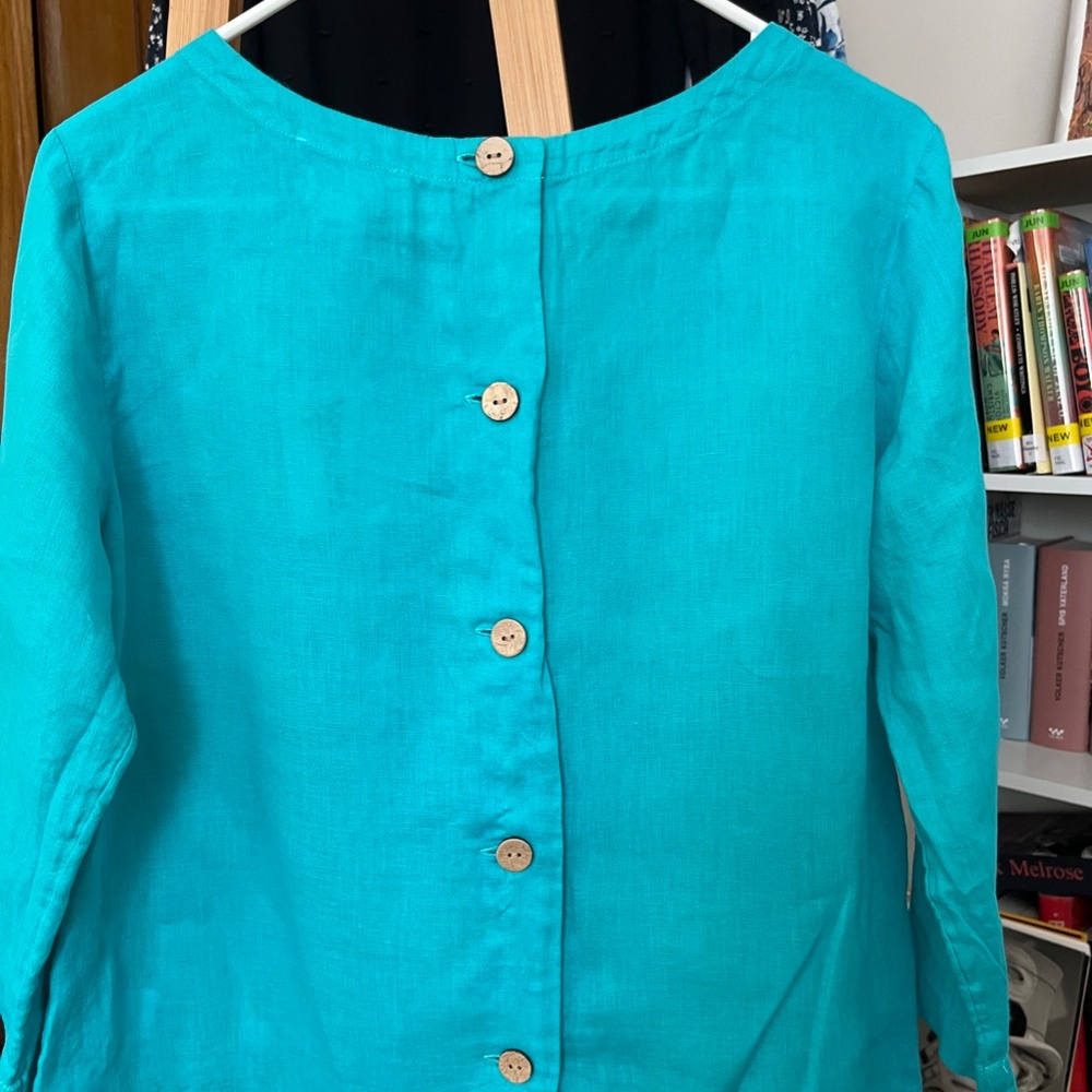 Teal Linen Top